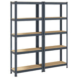 NNEVL 5-Layer Storage Shelves 2 pcs Anthracite Steel&Engineered Wood