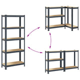 NNEVL 5-Layer Storage Shelves 2 pcs Anthracite Steel&Engineered Wood
