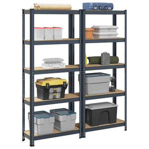 NNEVL 5-Layer Storage Shelves 2 pcs Anthracite Steel&Engineered Wood