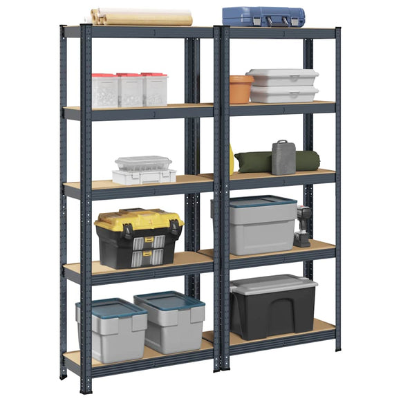 NNEVL 5-Layer Storage Shelves 2 pcs Anthracite Steel&Engineered Wood