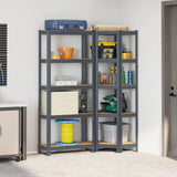 NNEVL 2 Piece 5-Layer Shelves Set Anthracite Steel&Engineered Wood