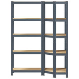NNEVL 2 Piece 5-Layer Shelves Set Anthracite Steel&Engineered Wood