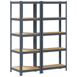 NNEVL 2 Piece 5-Layer Shelves Set Anthracite Steel&Engineered Wood