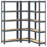 NNEVL 3 Piece 5-Layer Shelves Set Anthracite Steel&Engineered Wood