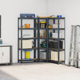 NNEVL 3 Piece 5-Layer Shelves Set Anthracite Steel&Engineered Wood