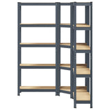 NNEVL 3 Piece 5-Layer Shelves Set Anthracite Steel&Engineered Wood