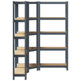 NNEVL 3 Piece 5-Layer Shelves Set Anthracite Steel&Engineered Wood
