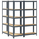 NNEVL 3 Piece 5-Layer Shelves Set Anthracite Steel&Engineered Wood