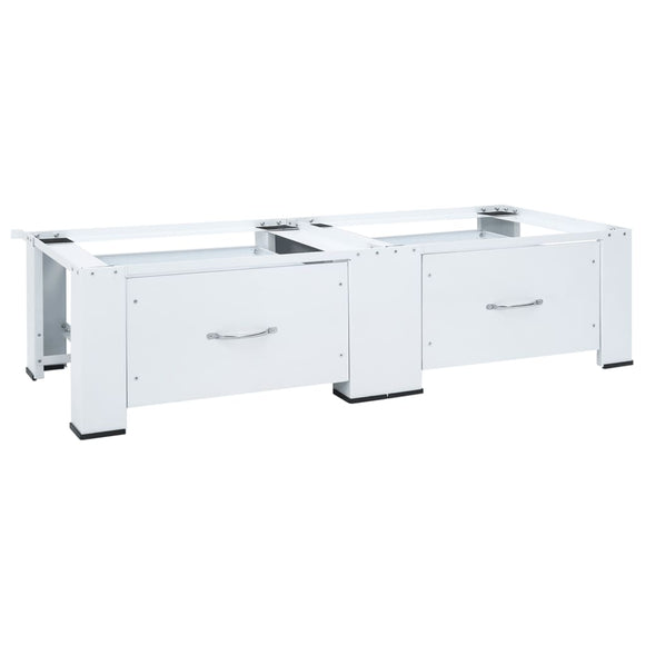 NNEVL Double Washing Machine Pedestal with Drawers White