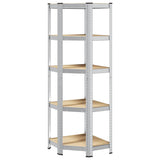 NNEVL 5-Layer Corner Shelf Silver Steel&Engineered Wood