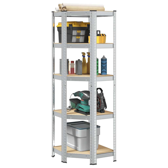 NNEVL 5-Layer Corner Shelf Silver Steel&Engineered Wood