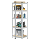 NNEVL 5-Layer Corner Shelf Silver Steel&Engineered Wood