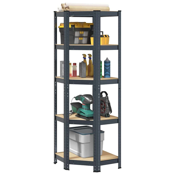 NNEVL 5-Layer Corner Shelf Anthracite Steel&Engineered Wood
