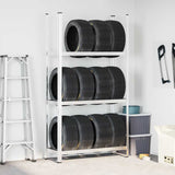 NNEVL 3-Layer Tyre Shelf Silver 110x40x200 cm Steel
