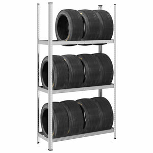 NNEVL 3-Layer Tyre Shelf Silver 110x40x200 cm Steel