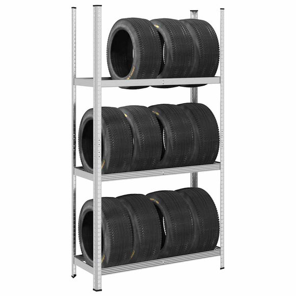 NNEVL 3-Layer Tyre Shelf Silver 110x40x200 cm Steel