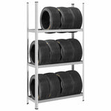 NNEVL 3-Layer Tyre Shelf Silver 110x40x200 cm Steel