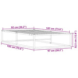 NNEVL Bed Frame without Mattress Black 92x187 cm Single Metal