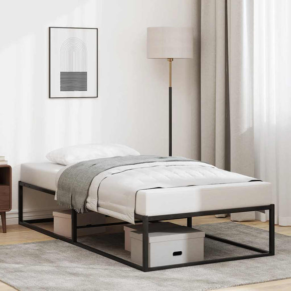 NNEVL Bed Frame without Mattress Black 92x187 cm Single Metal