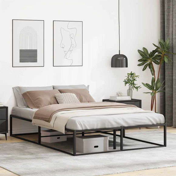 NNEVL Bed Frame without Mattress Black 137x187 cm Double Metal