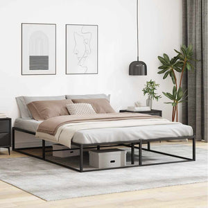 NNEVL Bed Frame without Mattress Black 153x203 cm Queen Metal