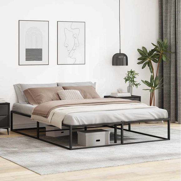NNEVL Bed Frame without Mattress Black 153x203 cm Queen Metal