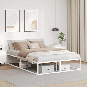 NNEVL Bed Frame without Mattress White 137x187 cm Double Metal