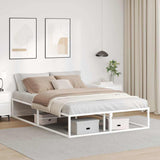 NNEVL Bed Frame without Mattress White 137x187 cm Double Metal