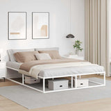 NNEVL Bed Frame without Mattress White 153x203 cm Queen Metal