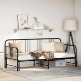 NNEVL Daybed with Trundle without Mattress Black 92x187 cm Single Metal