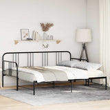 NNEVL Daybed with Trundle without Mattress Black 92x187 cm Single Metal