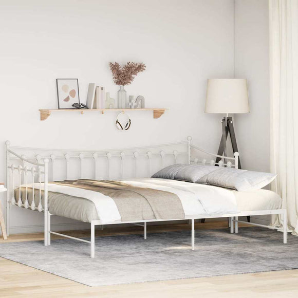 NNEVL Daybed with Trundle without Mattress White 92x187 cm Single Metal