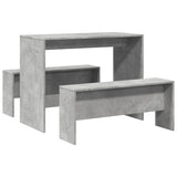 NNEVL 3 Piece Dining Table and Bench Set Concrete Grey Engineered Wood