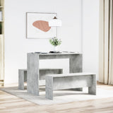 NNEVL 3 Piece Dining Table and Bench Set Concrete Grey Engineered Wood