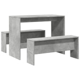 NNEVL 3 Piece Dining Table and Bench Set Concrete Grey Engineered Wood