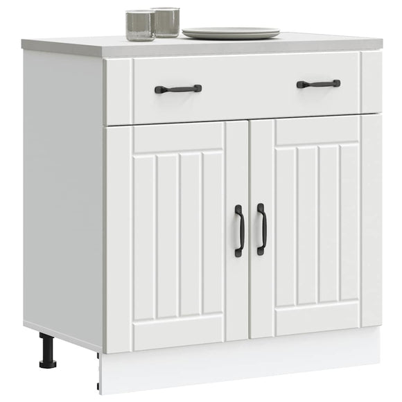 NNEVL Kitchen Base Cabinet Lucca White Engineered Wood