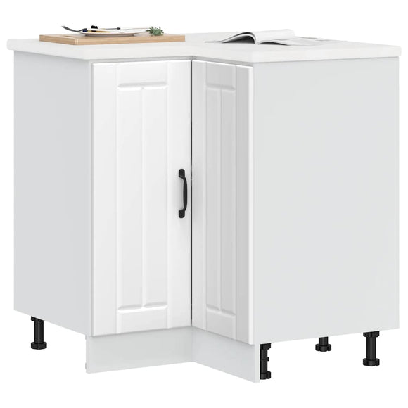 NNEVL Kitchen Corner Base Cabinet Lucca White Engineered Wood