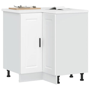 NNEVL Kitchen Corner Base Cabinet Porto White Engineered Wood