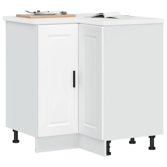 NNEVL Kitchen Corner Base Cabinet Porto White Engineered Wood