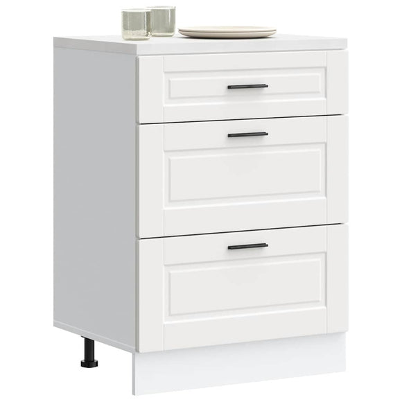 NNEVL Kitchen Base Cabinet Porto White Engineered Wood