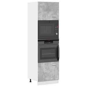 NNEVL Microwave Cabinet Lyon Concrete Grey 60x57x207 cm Engineered Wood