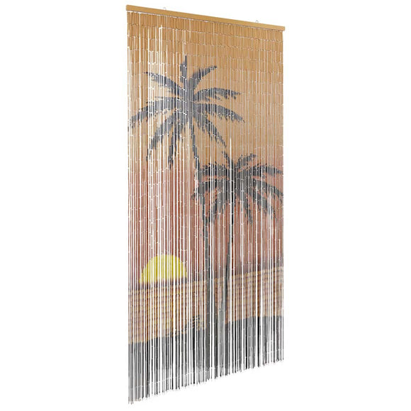 NNEVL Insect Door Curtain Palm Tree Print 90x220 cm Bamboo