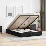 NNEVL Ottoman Storage Bed Frame without Mattress Black Double Faux Leather