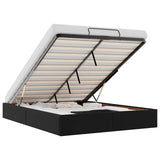 NNEVL Ottoman Storage Bed Frame without Mattress Black Queen Faux Leather