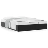 NNEVL Ottoman Storage Bed Frame without Mattress Black Queen Faux Leather