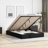 NNEVL Ottoman Storage Bed Frame without Mattress Black Queen Faux Leather