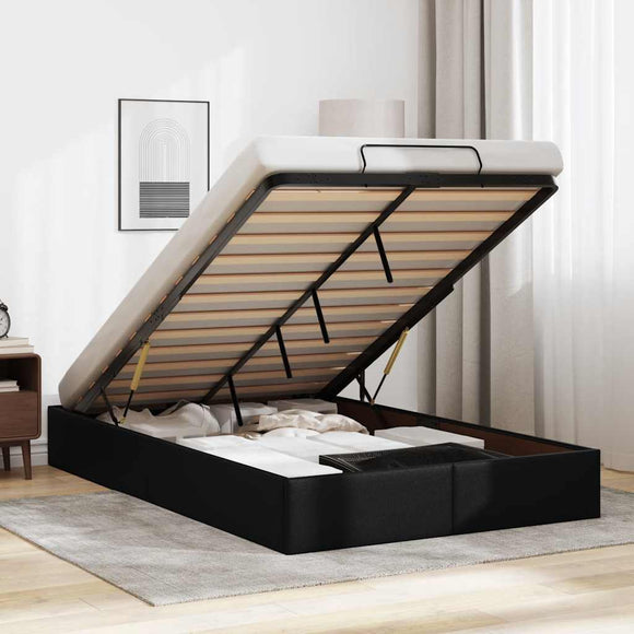 NNEVL Ottoman Storage Bed Frame without Mattress Black King Single Faux Leather