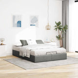 NNEVL Ottoman Storage Bed Frame without Mattress Dark Grey Double Fabric