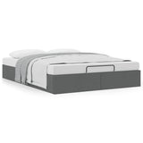NNEVL Ottoman Storage Bed Frame without Mattress Dark Grey Double Fabric