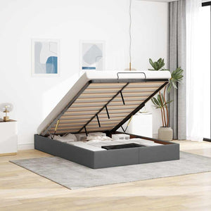 NNEVL Ottoman Storage Bed Frame without Mattress Dark Grey Double Fabric
